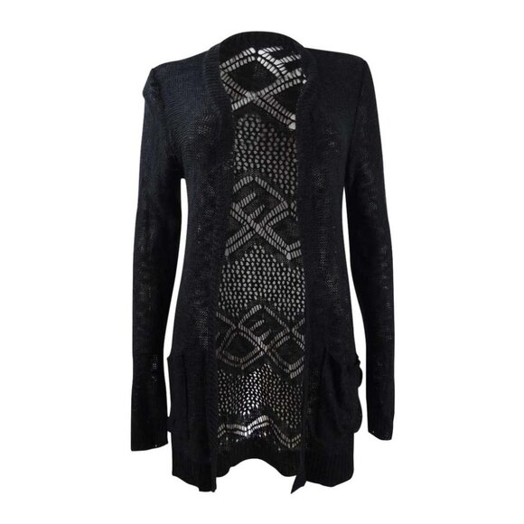 Hooked Up By Iot Juniors' Side-Tie Cardigan Black Size S - Picture 3 of 9